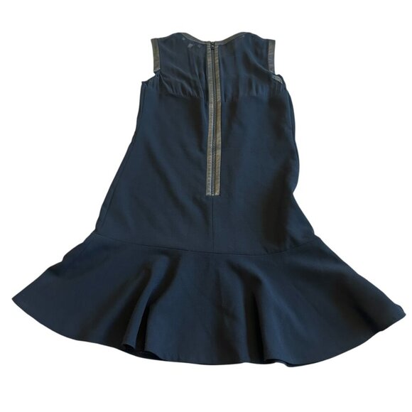 Sandro Black Silk Blend Dress Sleeveless Party Vegan Leather Trim Size 2 Medium - Picture 7 of 11